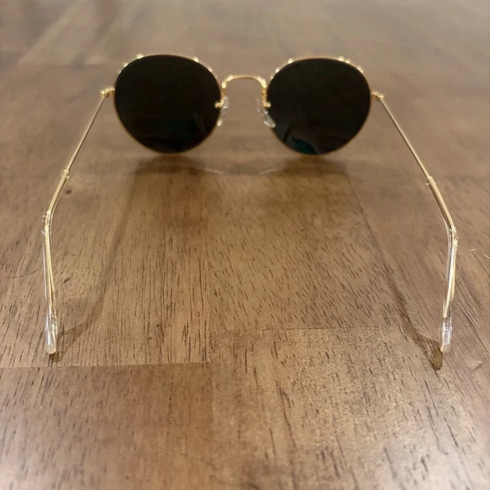 Vintage B & L Ray-Ban Gold Round Sunglasses Gold Plated W0607 Bausch & Lomb 90's